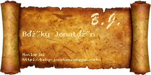 Béky Jonatán névjegykártya